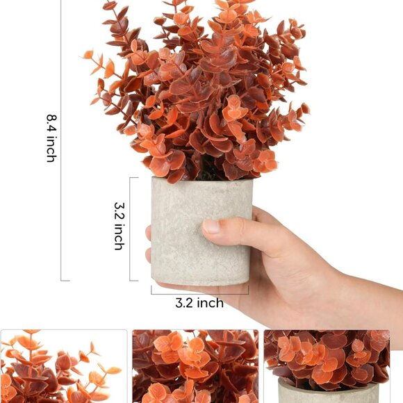 2 PCS Small Fake Eucalyptus Plant Artificial Potted Plants Indoor for Desk, Shel - Picture 3 of 8